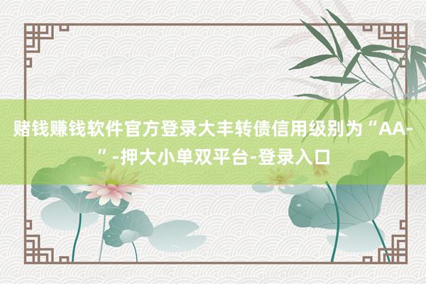 赌钱赚钱软件官方登录大丰转债信用级别为“AA-”-押大小单双平台-登录入口